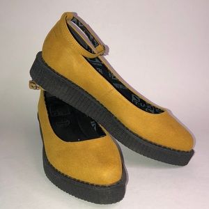 T.U.K Mustard Ankle Strap Pointed Ballet Flat